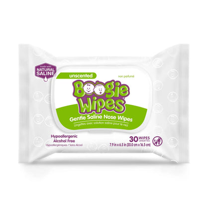 Boogie Saline Nose Wipes, Unscented, 30ct