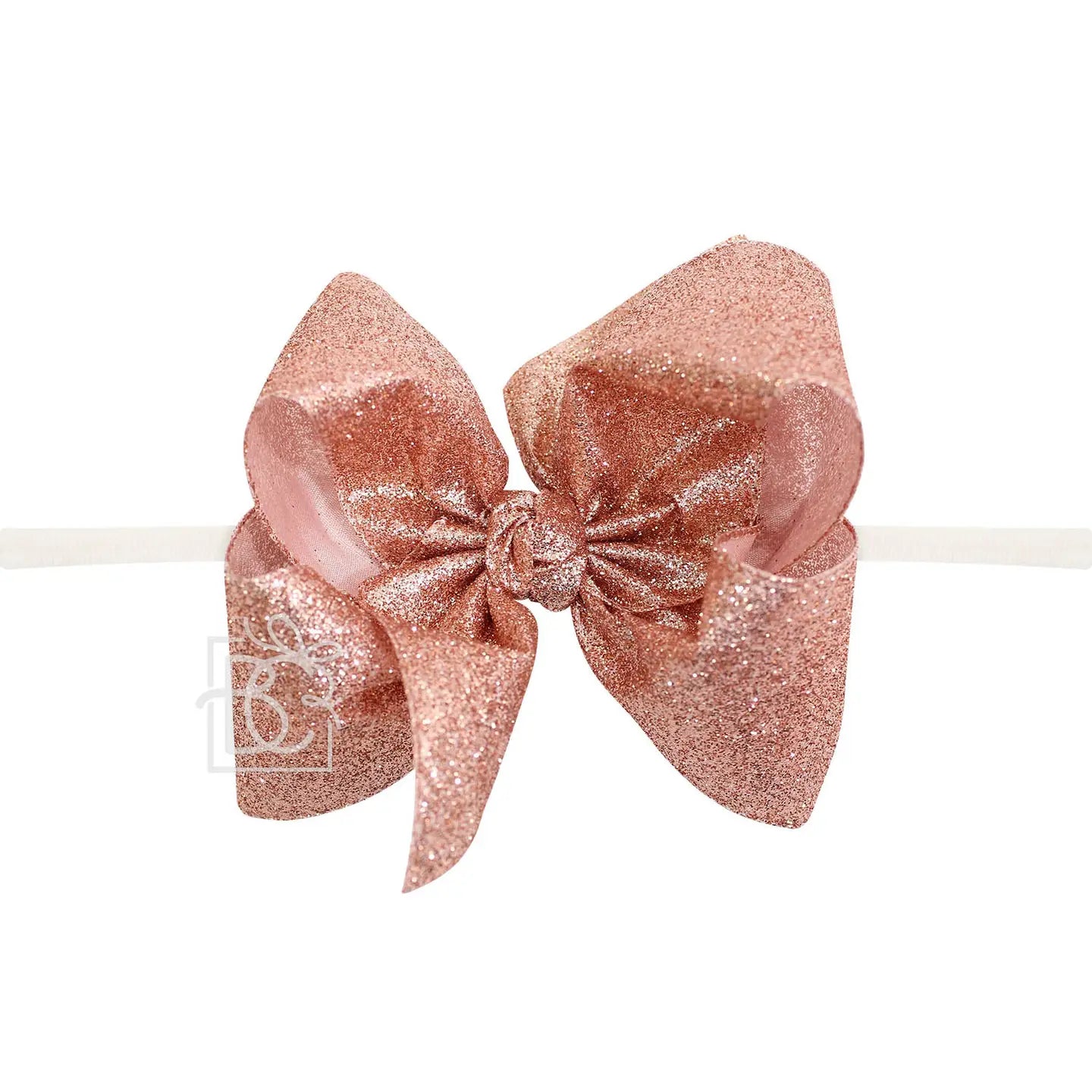 1/4" Pantyhose Headband W/Glitter Metallic Bow