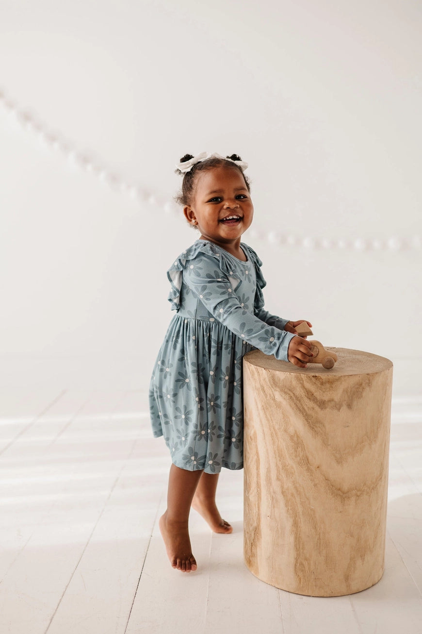 Long Sleeve Ruffle Dress Bamboo