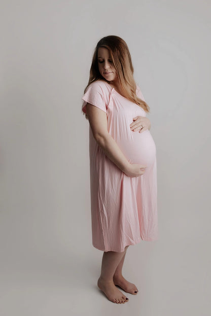 Maternity Mommy Labor and Delivery/ Nursing Gown - Light Pink