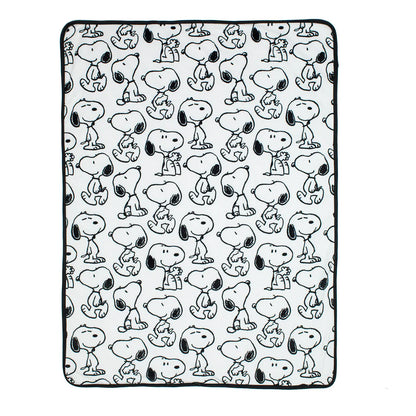 Classic Snoopy Minky and Faux Shearling Baby Blanket - White/Black