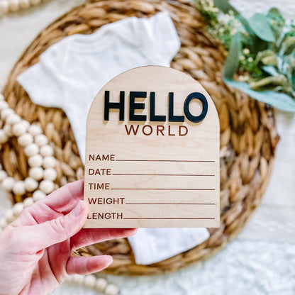 Modern Arch Hello World Birth Stat Sign