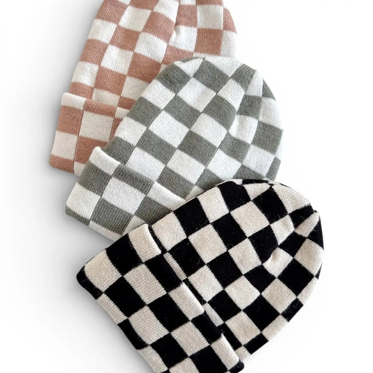Baby's First Hat - Black/Sand Checkerboard