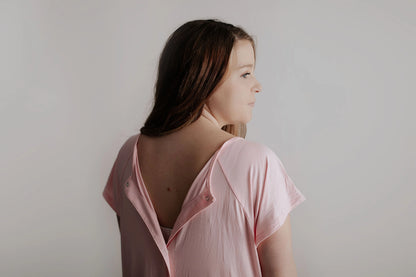 Maternity Mommy Labor and Delivery/ Nursing Gown - Light Pink