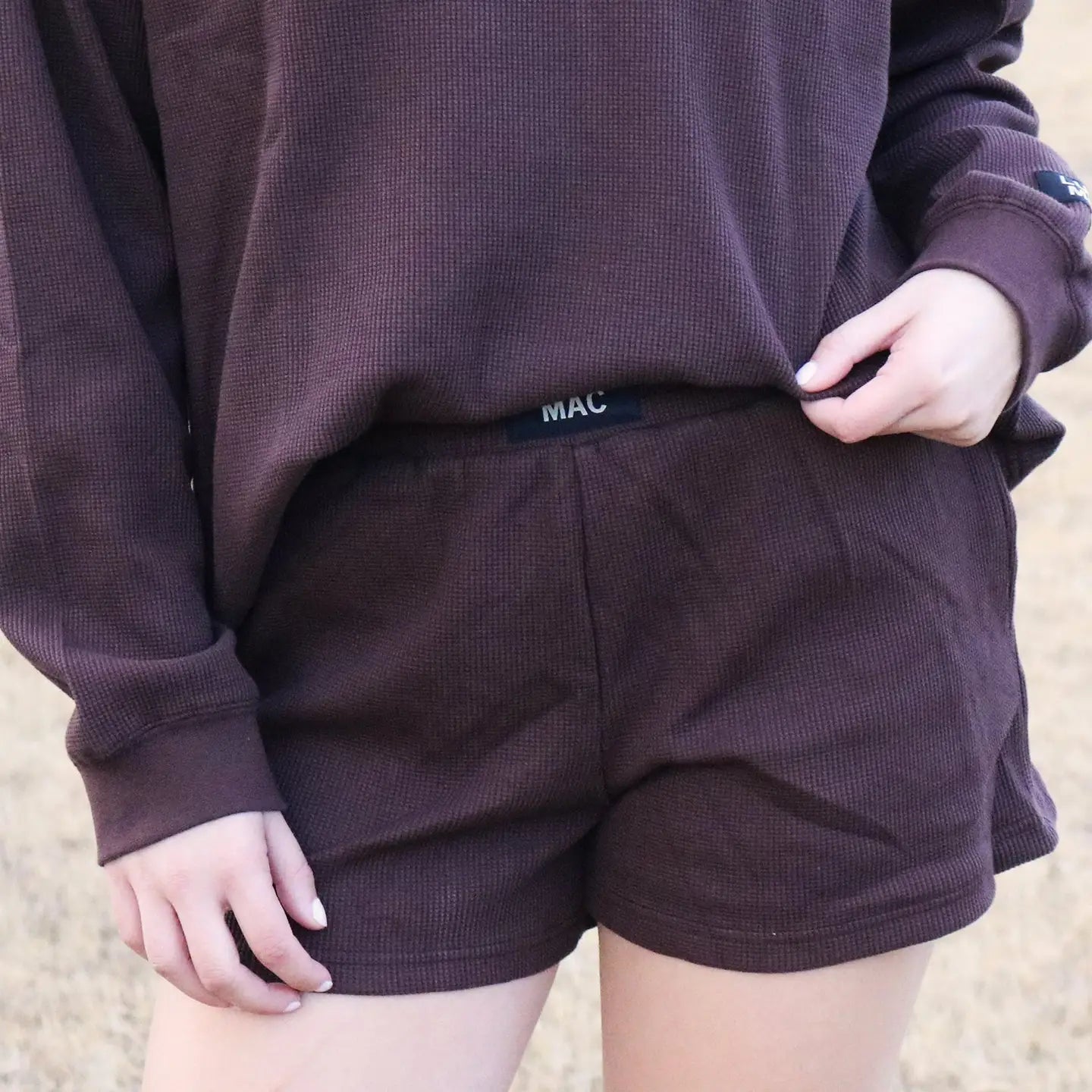 Lulu Mac Waffle Shorts - Brown