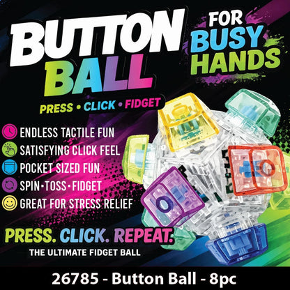 Fidget Button Ball Silicone Sensory Stress Toy