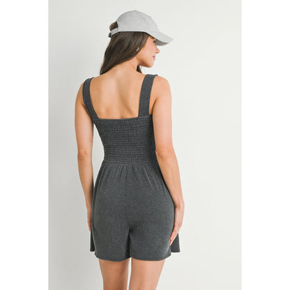 Ribbed Smocked Bodice Maternity Romper