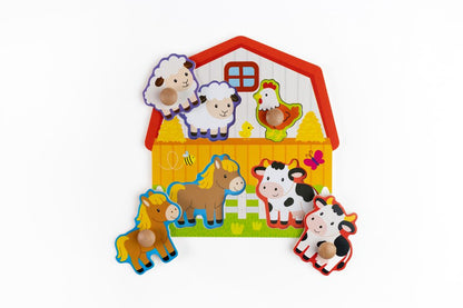 Wooden Farm Easy-Grasp Peg Puzzle