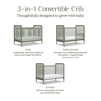 Namesake Liberty 3-in-1 Convertible Spindle Crib with Toddler Bed Conversion Kit