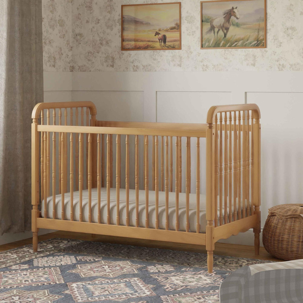 Namesake Liberty 3-in-1 Convertible Spindle Crib with Toddler Bed Conversion Kit