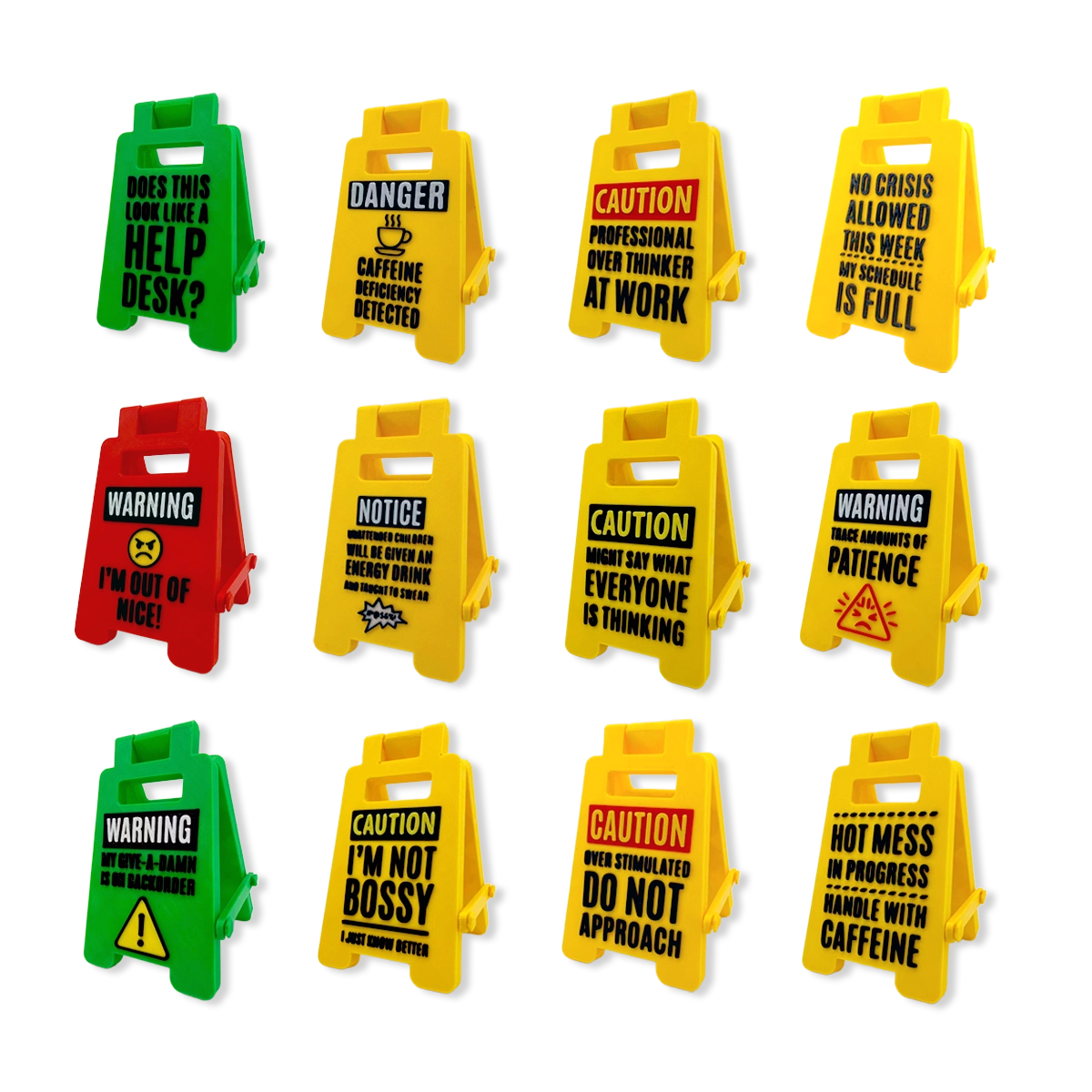 Standing 4.75" 3D Mood Caution Signs