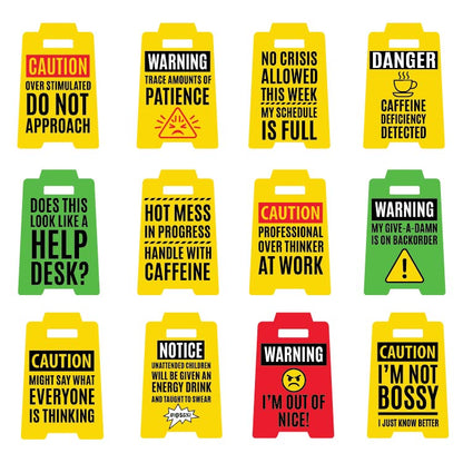 Standing 4.75" 3D Mood Caution Signs
