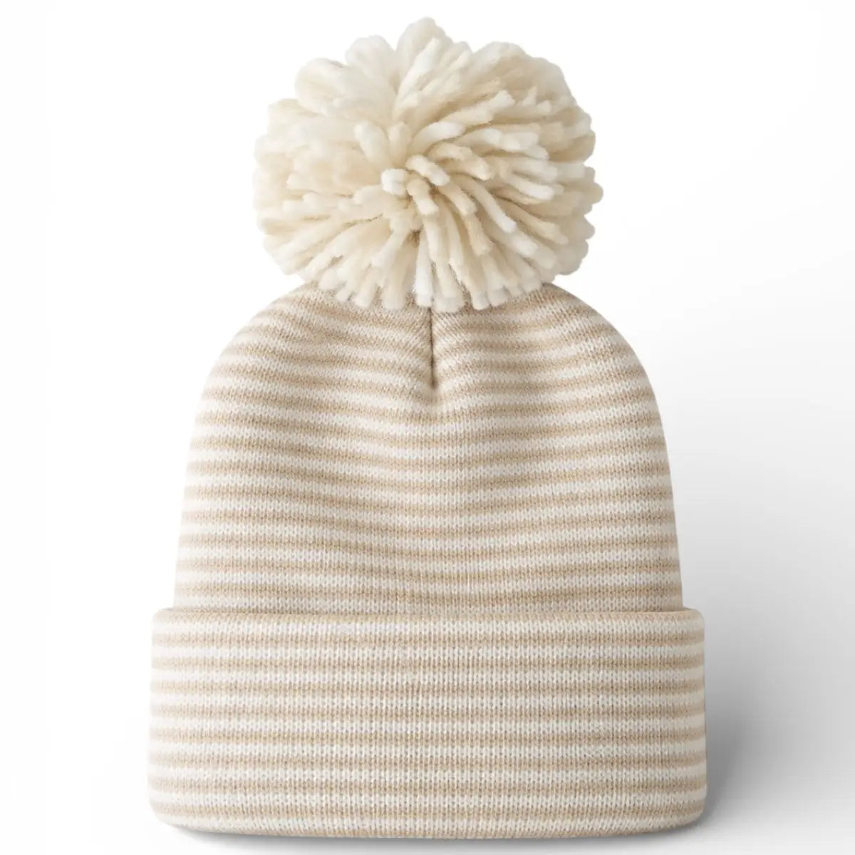 Baby's First Hat® - Sand/White Stripe Pom