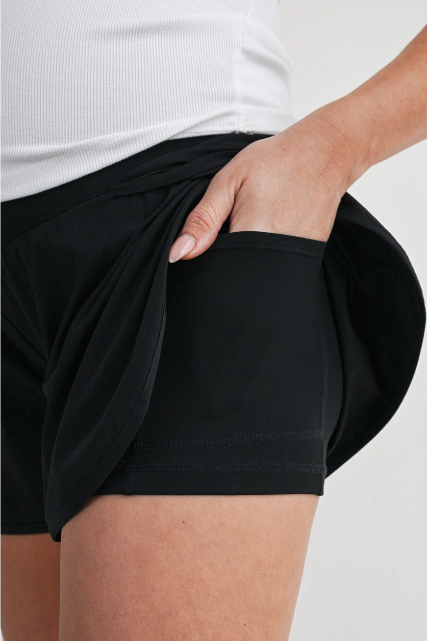 Active Maternity Workout Shorts with Over-Bump Belly Band