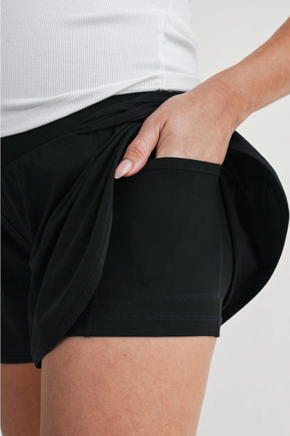 Active Maternity Workout Shorts with Over-Bump Belly Band