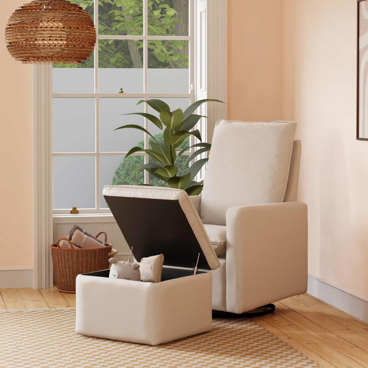 Babyletto Cali Storage Ottoman in Eco-Performance Fabric | Water Repellent & Stain Resistant