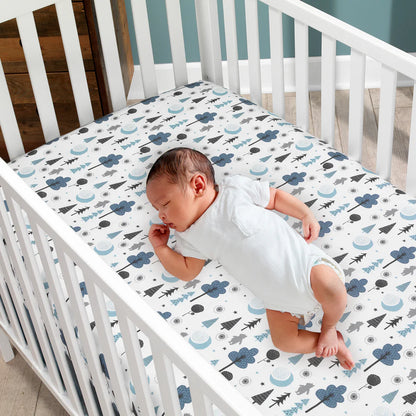 Disney Baby Forever Pooh Blue/Gray 3-Piece Mini Crib Bedding Set
