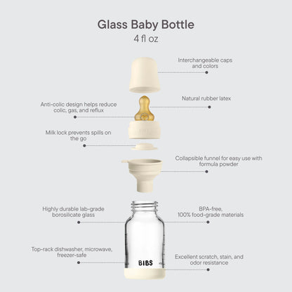 Baby Glass Bottle Set 4oz Latex - Ivory