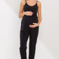 Sleeveless Belted Maternity Jumpsuit