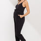 Sleeveless Belted Maternity Jumpsuit