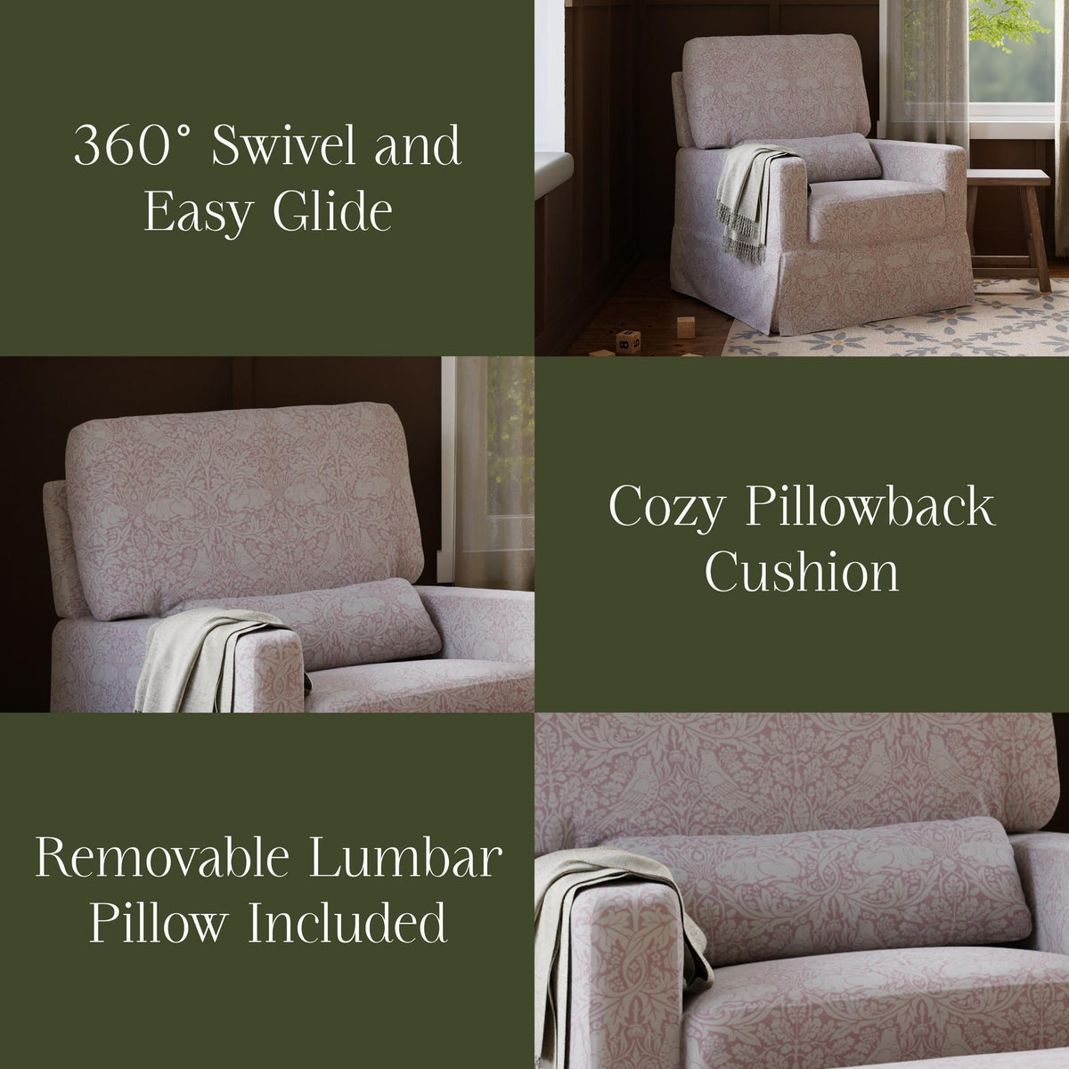 Morris & Co. x Namesake Crawford Pillowback Comfort Swivel Glider