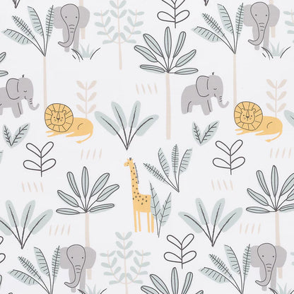 Jungle Adventure 100% Cotton Baby/Toddler Fitted Crib Sheet - White