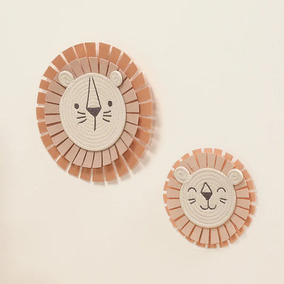 Jungle Adventure 2-Piece Yarn/Felt Lion Wall Decor - 9 & 12.5 Inch