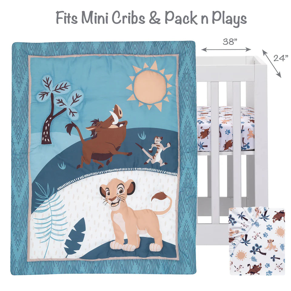 Disney Baby Lion King Adventure Blue 3-Piece Mini Crib Bedding Set