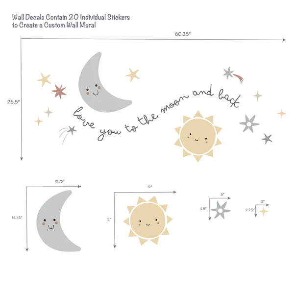 Little Star Celestial Moon & Stars Wall Decal/Stickers
