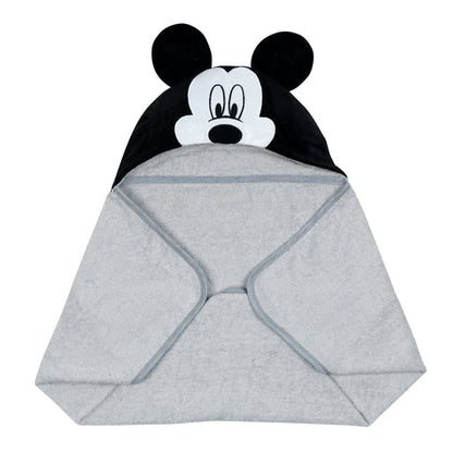 Disney Baby Mickey Mouse Gray Cotton Hooded Baby Bath Towel