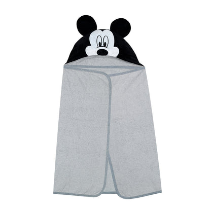 Disney Baby Mickey Mouse Gray Cotton Hooded Baby Bath Towel
