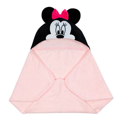 Disney Baby Minnie Mouse Pink Cotton Hooded Baby Bath Towel