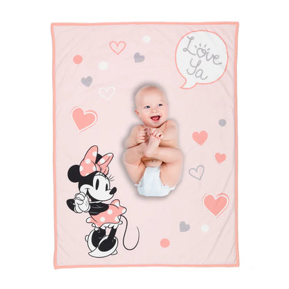 Disney Baby MINNIE MOUSE Picture Perfect Pink Faux Shearling Baby Blanket