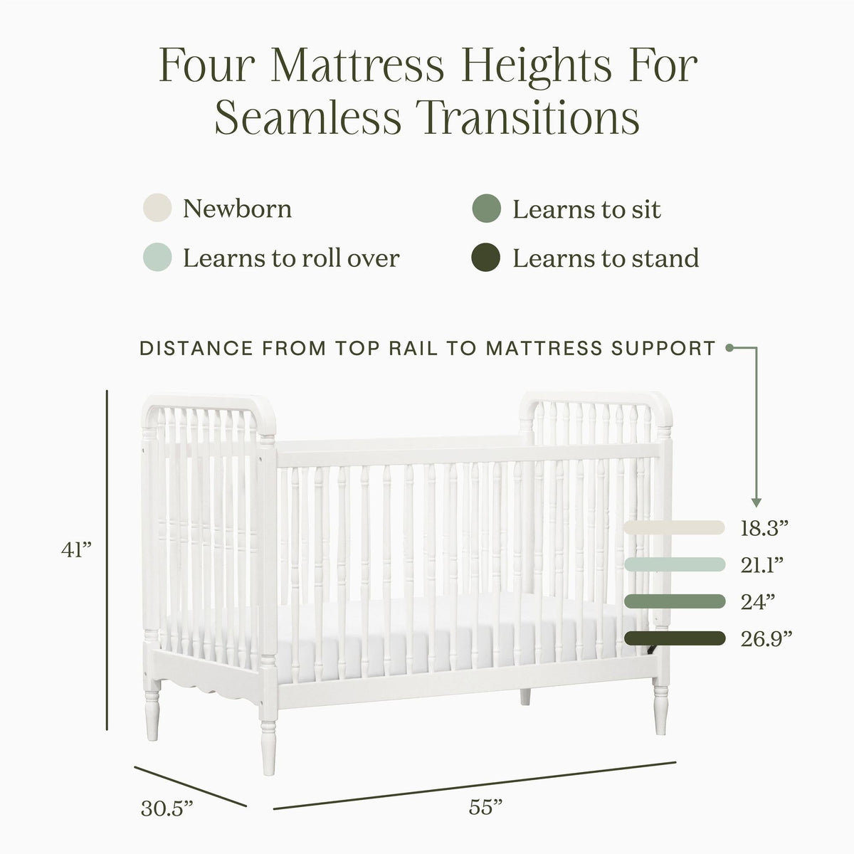 Namesake Liberty 3-in-1 Convertible Spindle Crib with Toddler Bed Conversion Kit