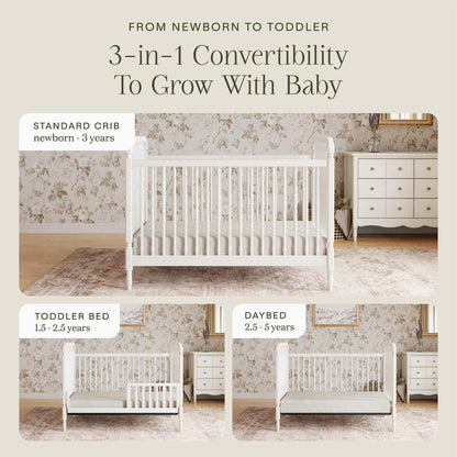 Namesake Liberty 3-in-1 Convertible Spindle Crib with Toddler Bed Conversion Kit