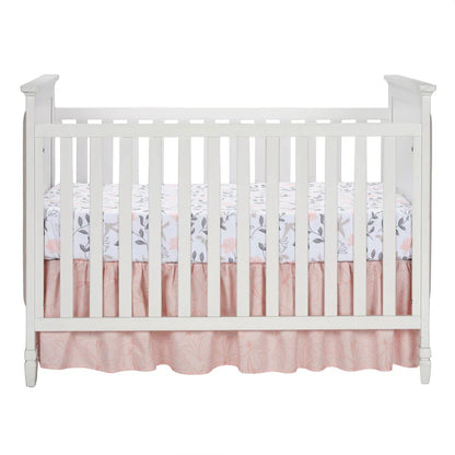 Petals White/Pink/Gray Floral 100% Cotton Fitted Crib/Toddler Sheet