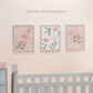 Petals Pink/Gray/White Floral/Birds 11 by 14 Unframed Wall Art 3pc