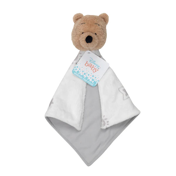 Disney Baby WINNIE THE POOH Lovey White/Gray Security Blanket