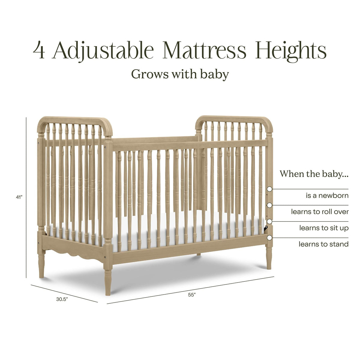 Namesake Liberty 3-in-1 Convertible Spindle Crib with Toddler Bed Conversion Kit