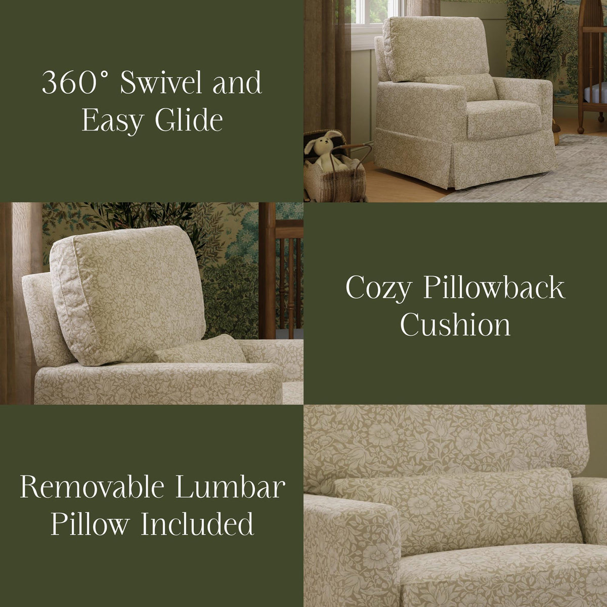 Morris & Co. x Namesake Crawford Pillowback Comfort Swivel Glider