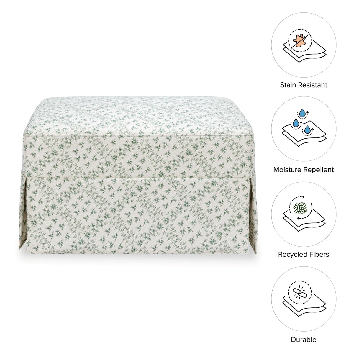 Sarah Flint x Namesake Crawford Gliding Ottoman in Eco-Performance Fabric | Water Repellent & Stain Resistant