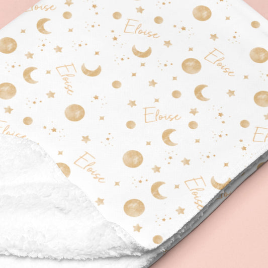 Sugar + Maple Sherpa-Lined Personalized Blanket | Among the Stars