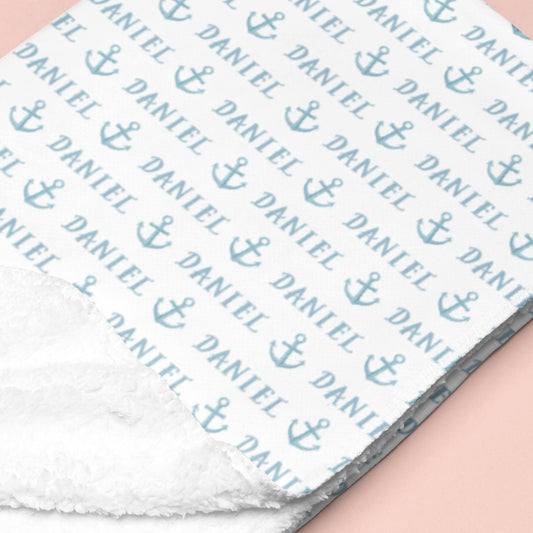 Sugar + Maple Sherpa-Lined Personalized Blanket | Anchors