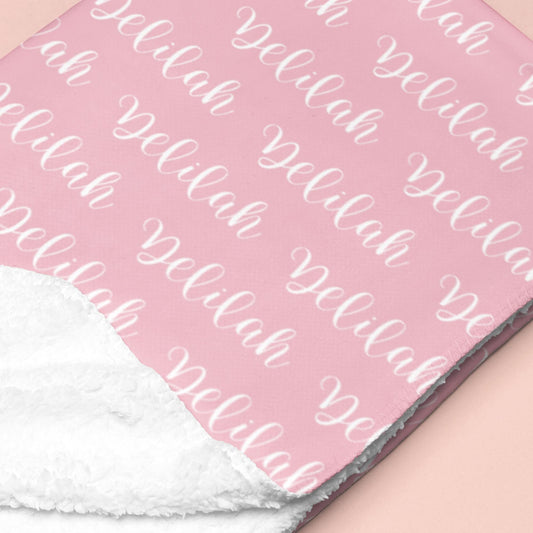 Sugar + Maple Sherpa-Lined Personalized Blanket | Repeating Name