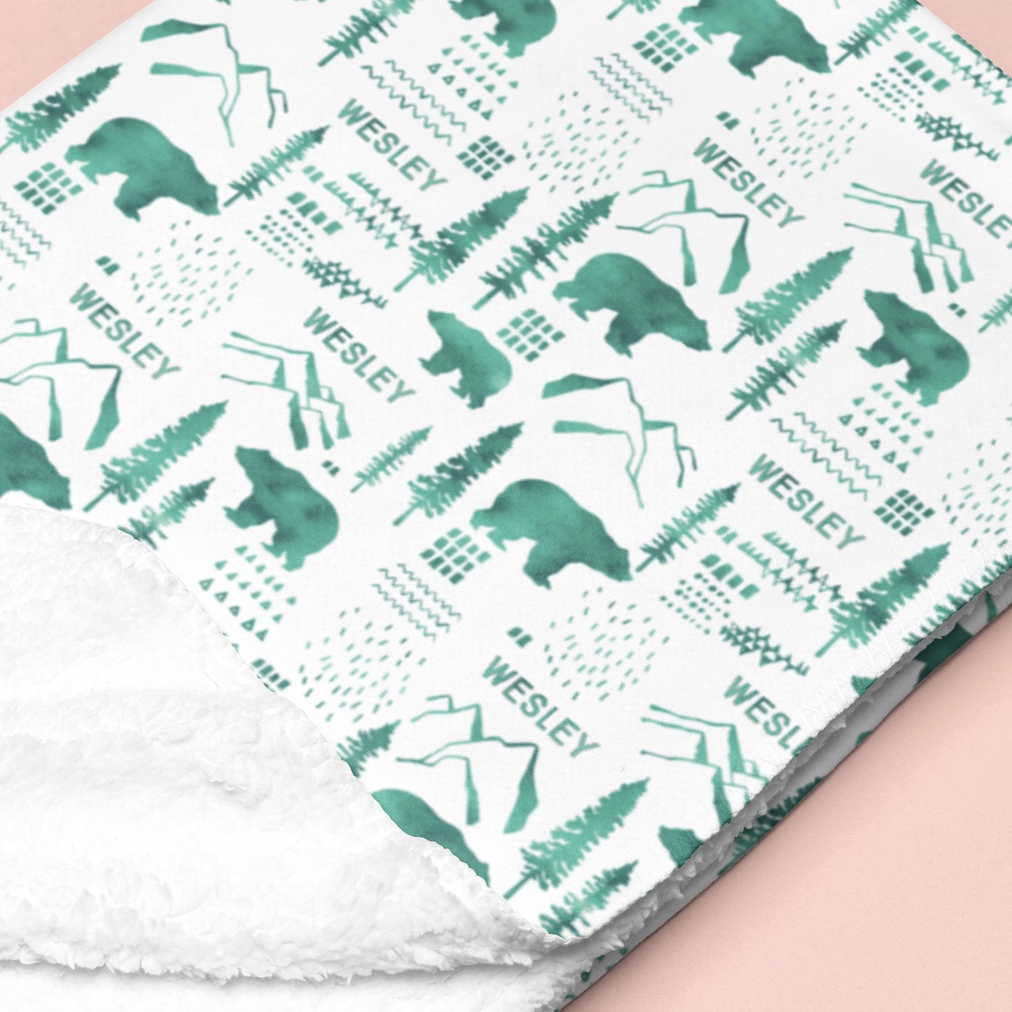 Sugar + Maple Sherpa-Lined Personalized Blanket | Woodland