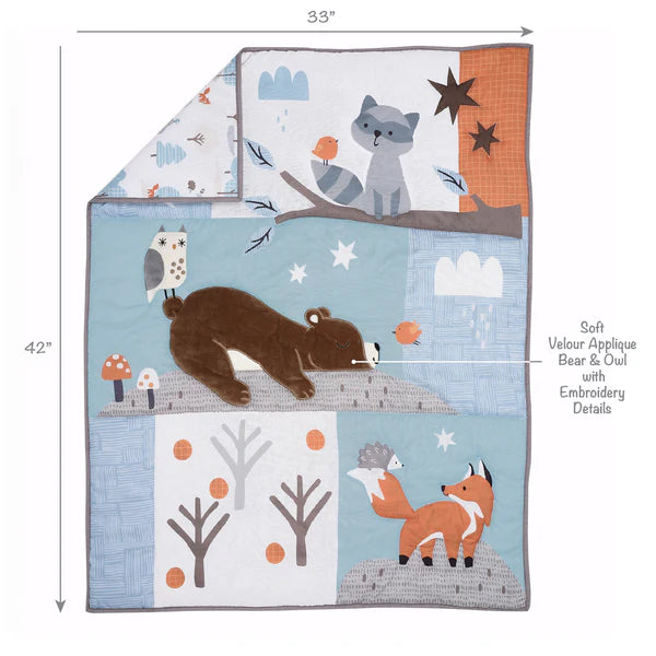 Sleepytime Bear Woodland 3-Pc Baby Nursery Crib Bedding Set