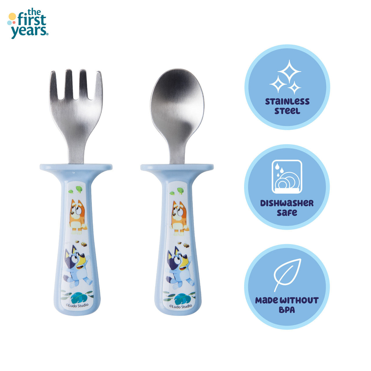 Bluey Toddler Fork and Spoon Set with Handle Guards