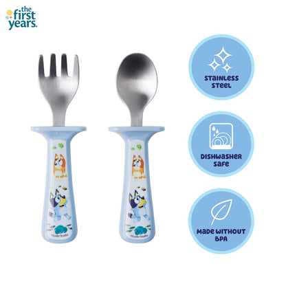 Bluey Toddler Fork and Spoon Set with Handle Guards