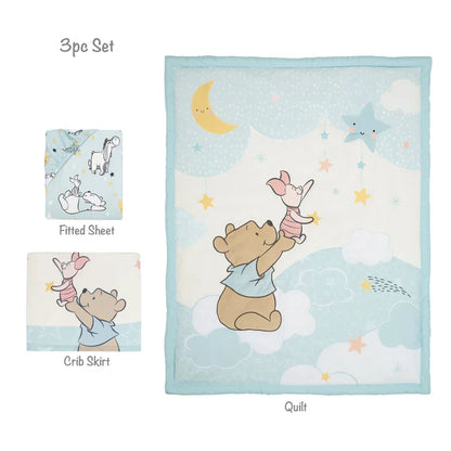 Disney Baby Starlight Pooh 3-Piece Blue Nursery Crib Bedding Set