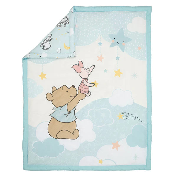 Disney Baby Starlight Pooh 3-Piece Blue Nursery Crib Bedding Set